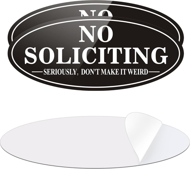 MongFun No Soliciting Sign, (2 Pack) Self-Adhesive 7 x 3 Inches Seriously Don't Make it Weird Aluminum Metal Signs - Image 1